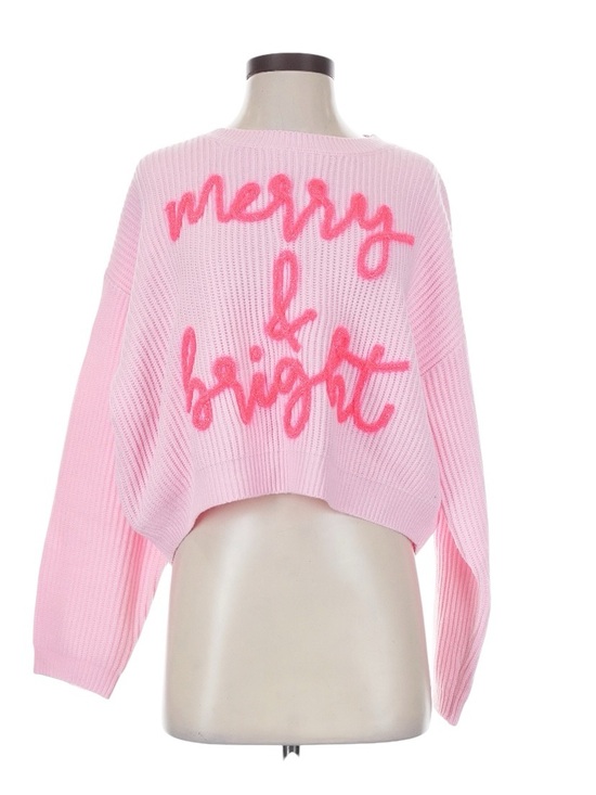 QUEEN OF SPARKLES Sweaters - Queen of Sparkles Merry and Bright Pink Sweater Size Small